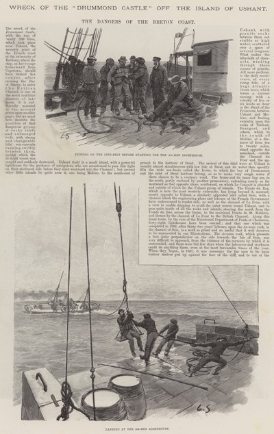 ウシャン島沖のドラモンド城の残骸、ブルトン海岸の危険 作： Louis Remy Sabattier